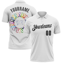 Charger l&#39;image dans la galerie, Custom White Black 3D Pattern Design Ribbon Cancer Awareness World Cancer Day Performance Polo Shirt
