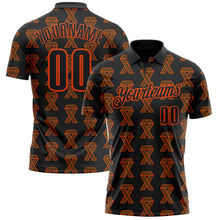 Charger l&#39;image dans la galerie, Custom Black Orange 3D Pattern Design Orange Ribbon Kidney Cancer Awareness Performance Polo Shirt
