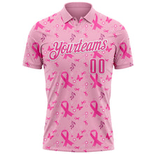Laden Sie das Bild in den Galerie-Viewer, Custom Light Pink Pink-White 3D Pink Ribbon Breast Cancer Awareness Performance Polo Shirt
