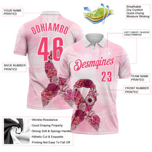 Charger l&#39;image dans la galerie, Custom White Neon Pink 3D Pink Ribbon Breast Cancer Awareness Performance Polo Shirt
