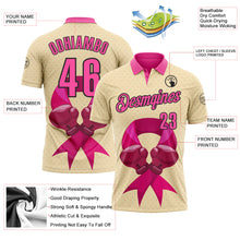 Laden Sie das Bild in den Galerie-Viewer, Custom Cream Pink-Black 3D Pink Ribbon Breast Cancer Awareness Fighter Boxing Gloves Performance Polo Shirt
