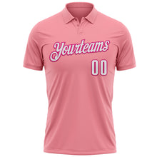 Load image into Gallery viewer, Custom Medium Pink White-Hot Pink 3D Pink Ribbon Breast Cancer Awareness Baseball Performance Polo Shirt
