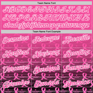 Custom Pink Black-White 3D Gradient Pink Ribbon Breast Cancer Awareness Performance Polo Shirt