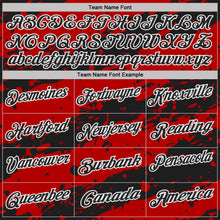 Laden Sie das Bild in den Galerie-Viewer, Custom Black Red-White Paint Splash Stripe Performance Polo Shirt
