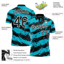 Laden Sie das Bild in den Galerie-Viewer, Custom Black Lakes Blue-White Paint Splash Stripe Performance Polo Shirt

