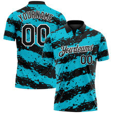 Laden Sie das Bild in den Galerie-Viewer, Custom Black Lakes Blue-White Paint Splash Stripe Performance Polo Shirt

