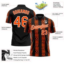 Load image into Gallery viewer, Custom Black Orange-White 3D Pattern Abstract Floral Stripe Tribal Performance Polo Shirt
