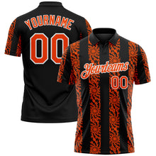 Load image into Gallery viewer, Custom Black Orange-White 3D Pattern Abstract Floral Stripe Tribal Performance Polo Shirt
