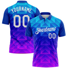 Загрузить изображение в средство просмотра галереи, Custom Blue White Pink-Royal 3D Pattern Gradient Geometric Shape Performance Polo Shirt
