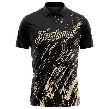 Custom Black-City Cream Paint Stroke Grunge Streak Performance Polo Shirt