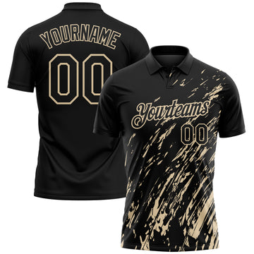 Custom Black-City Cream Paint Stroke Grunge Streak Performance Polo Shirt