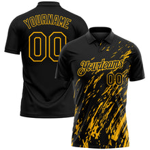 Charger l'image dans la galerie, Custom Black-Gold Paint Stroke Grunge Streak Performance Polo Shirt
