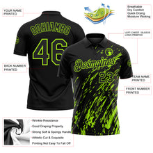 Charger l'image dans la galerie, Custom Black-Neon Green Paint Stroke Grunge Streak Performance Polo Shirt
