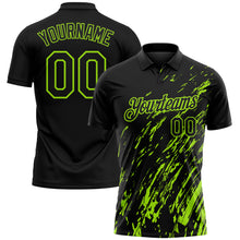 Charger l'image dans la galerie, Custom Black-Neon Green Paint Stroke Grunge Streak Performance Polo Shirt
