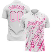 Load image into Gallery viewer, Custom White-Pink Paint Stroke Grunge Streak Performance Polo Shirt
