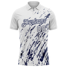 Charger l'image dans la galerie, Custom White-Navy Paint Stroke Grunge Streak Performance Polo Shirt
