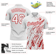 Load image into Gallery viewer, Custom White-Red Paint Stroke Grunge Streak Performance Polo Shirt
