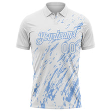 Load image into Gallery viewer, Custom White-Light Blue Paint Stroke Grunge Streak Performance Polo Shirt
