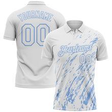 Load image into Gallery viewer, Custom White-Light Blue Paint Stroke Grunge Streak Performance Polo Shirt
