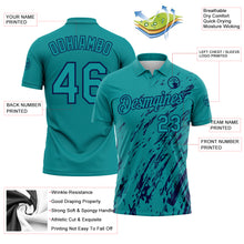 Charger l'image dans la galerie, Custom Teal-Navy Paint Stroke Grunge Streak Performance Polo Shirt
