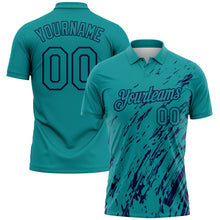 Charger l'image dans la galerie, Custom Teal-Navy Paint Stroke Grunge Streak Performance Polo Shirt
