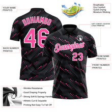 Загрузить изображение в средство просмотра галереи, Custom Black Pink-White 3D Pattern Slant Lines Cyber Mecha Tech Performance Polo Shirt
