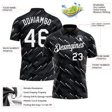 Load image into Gallery viewer, Custom Black-White 3D Pattern Slant Lines Cyber Mecha Tech Performance Polo Shirt
