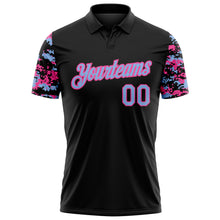 Загрузить изображение в средство просмотра галереи, Custom Black Light Blue-Pink Digital Camo Two Tone Performance Polo Shirt
