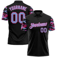 Загрузить изображение в средство просмотра галереи, Custom Black Light Blue-Pink Digital Camo Two Tone Performance Polo Shirt
