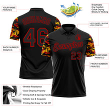 Загрузить изображение в средство просмотра галереи, Custom Black Red-Gold Digital Camo Two Tone Performance Polo Shirt
