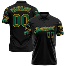 Charger l'image dans la galerie, Custom Black Kelly Green-Old Gold Digital Camo Two Tone Performance Polo Shirt
