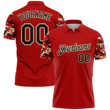 Load image into Gallery viewer, Custom Red Black-Cream Digital Camo Two Tone Performance Polo Shirt
