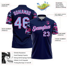 Load image into Gallery viewer, Custom Navy Light Blue-Pink Digital Camo Two Tone Performance Polo Shirt
