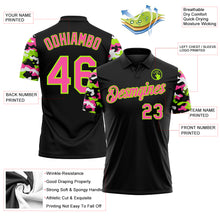 Load image into Gallery viewer, Custom Black Pink Neon Green-White Digital Camo Two Tone Performance Polo Shirt
