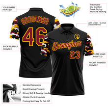 Charger l'image dans la galerie, Custom Black Crimson Gold-White Digital Camo Two Tone Performance Polo Shirt
