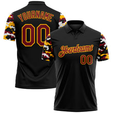 Charger l'image dans la galerie, Custom Black Crimson Gold-White Digital Camo Two Tone Performance Polo Shirt
