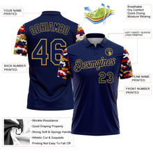 Laden Sie das Bild in den Galerie-Viewer, Custom Navy Red Old Gold-White Digital Camo Two Tone Performance Polo Shirt
