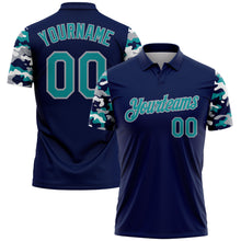 Charger l'image dans la galerie, Custom Navy Teal Gray-White Digital Camo Two Tone Performance Polo Shirt
