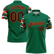 Load image into Gallery viewer, Custom Kelly Green Black Orange-White Digital Camo Two Tone Performance Polo Shirt
