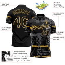 Load image into Gallery viewer, Custom Black-Old Gold Abstract Geometric Grunge Fragment Performance Polo Shirt
