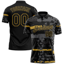 Load image into Gallery viewer, Custom Black-Old Gold Abstract Geometric Grunge Fragment Performance Polo Shirt
