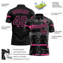 Load image into Gallery viewer, Custom Black-Pink Abstract Geometric Grunge Fragment Performance Polo Shirt
