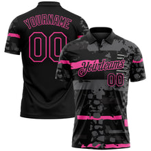 Load image into Gallery viewer, Custom Black-Pink Abstract Geometric Grunge Fragment Performance Polo Shirt
