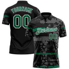 Charger l'image dans la galerie, Custom Black Kelly Green-White Abstract Geometric Grunge Fragment Performance Polo Shirt
