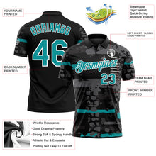 Load image into Gallery viewer, Custom Black Teal-White Abstract Geometric Grunge Fragment Performance Polo Shirt
