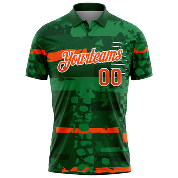 Custom Green Orange-White Abstract Geometric Grunge Fragment Performance Polo Shirt