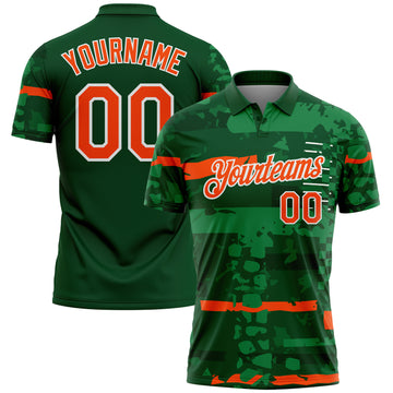 Custom Green Orange-White Abstract Geometric Grunge Fragment Performance Polo Shirt