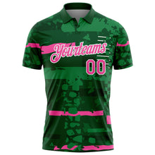 Загрузить изображение в средство просмотра галереи, Custom Green Pink-White Abstract Geometric Grunge Fragment Performance Polo Shirt
