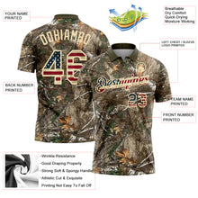 Laden Sie das Bild in den Galerie-Viewer, Custom Camo Vintage USA Flag Cream-Olive Camo Woodland Forest Camouflage Salute To Service Patriotic Performance Polo Shirt
