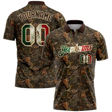 Laden Sie das Bild in den Galerie-Viewer, Custom Camo Vintage Mexican Flag Cream-Brown Camo Woodland Forest Camouflage Salute To Service Patriotic Performance Polo Shirt
